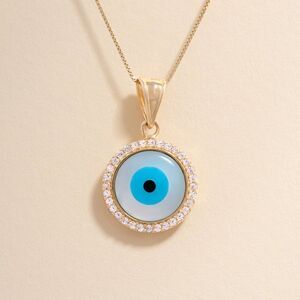 14k real Evil Eye Charm | Pendant for Good Luck & Protection | Birthday |